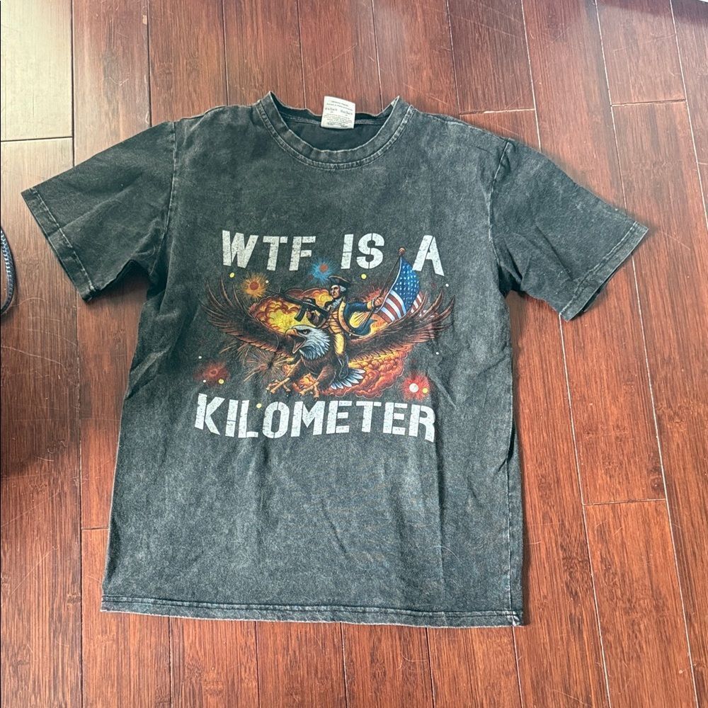 WTF Is A Kilometer Graphic Charcoal T-Shirt - BRAND NEW - Size Small